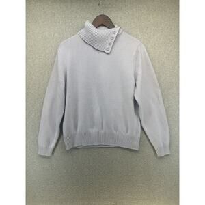 Sonoma Womens Sweater Light Blue Side Button Cowl Neck Long Sleeve Size XL